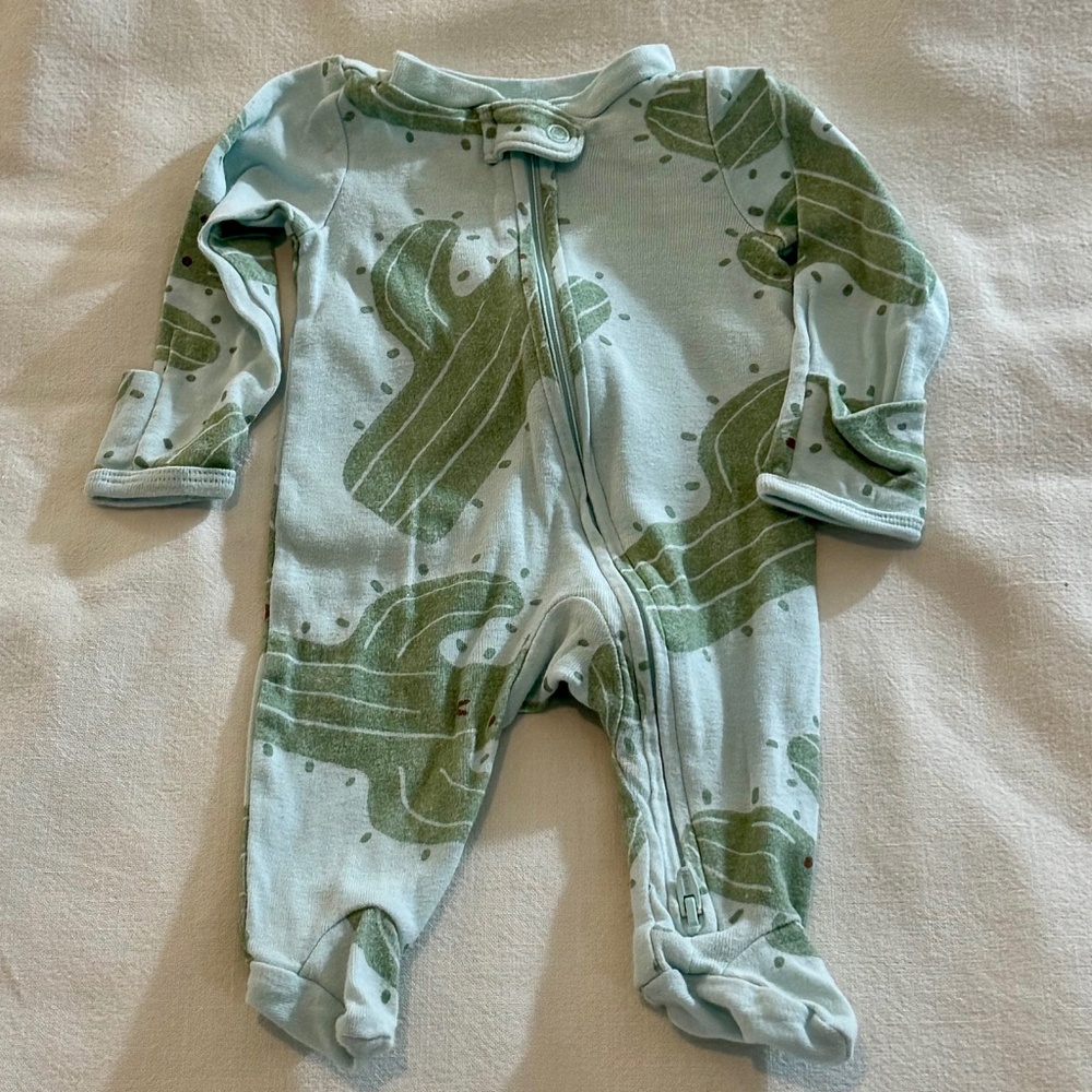 Carter's Baby Boys Green Snug Fit Sleeper Footed Pajamas Cactus Print Crew Neck